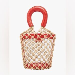 Staud Moreau Leather, PVC and Macramé Bucket Bag